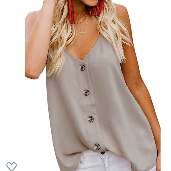 Woman button down v neck tank top shirts - Picture 6 of 8